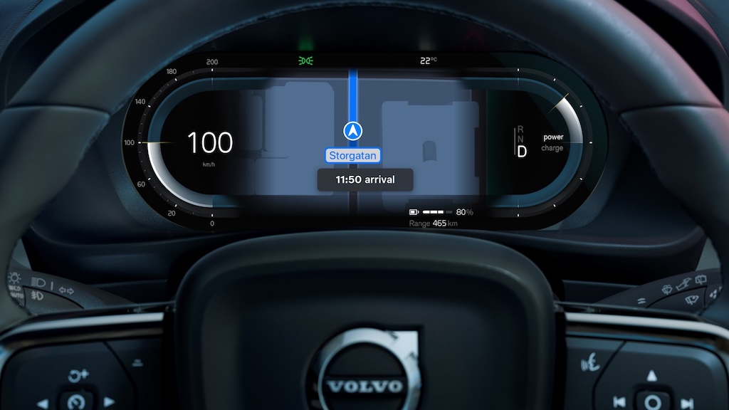 The digital instrument display of the Volvo XC40 Recharge