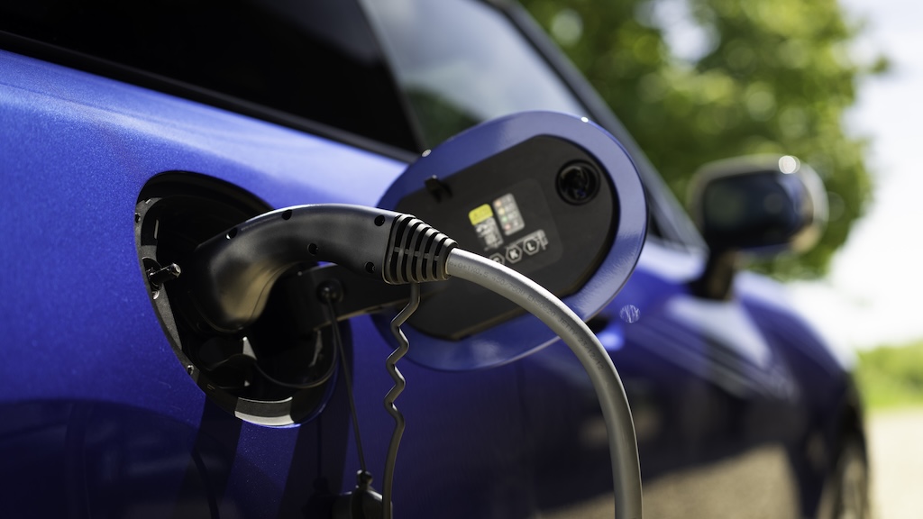 Charging cable plugged into MINI Cooper SE