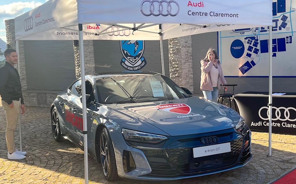 Audi etron GT in grey - with Ducati branding 