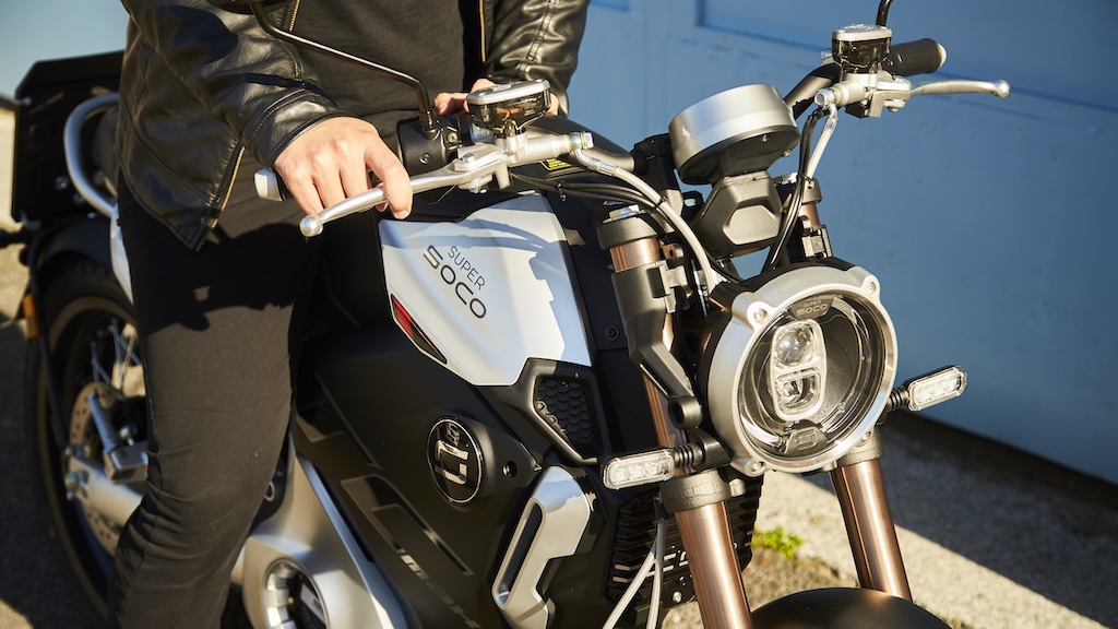 A VMOTO motorcycle and rider (cropped)