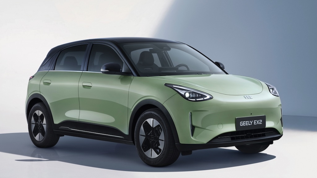 Light-green Geely EX2 electric vehicle